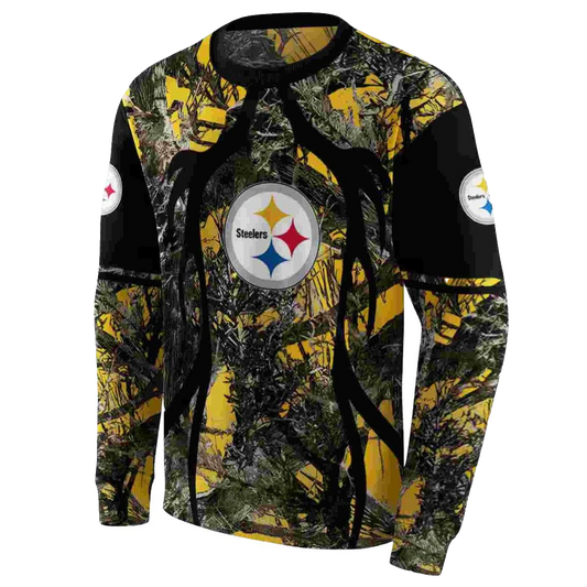 Personalized Pittsburgh Steelers Hunting Theme Gold Black AOP Sweatshirt - Moonbestprint