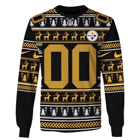 Personalized Pittsburgh Steelers Logo And Christmas Ugly Sweater 2025 AOP Sweatshirt - Moonbestprint