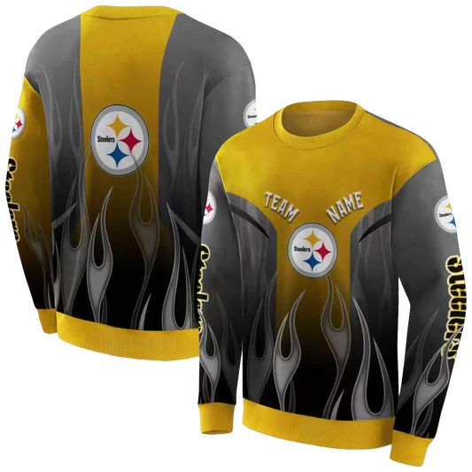 Personalized Pittsburgh Steelers Flame Design Gold AOP Sweatshirt - Moonbestprint