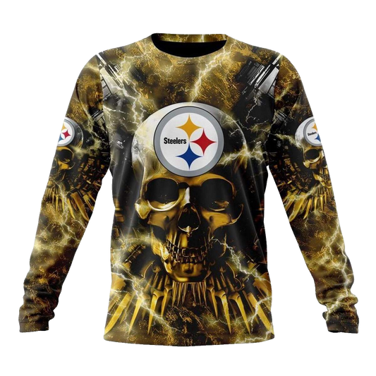 Personalized Pittsburgh Steelers Expendables Skull Halloween AOP Sweatshirt - Moonbestprint