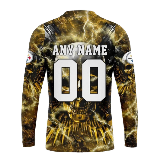 Personalized Pittsburgh Steelers Expendables Skull Halloween AOP Sweatshirt - Moonbestprint