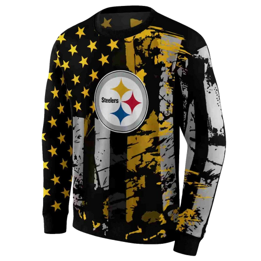 Personalized Pittsburgh Steelers Distressed Flag Gold Black AOP Sweatshirt - Moonbestprint