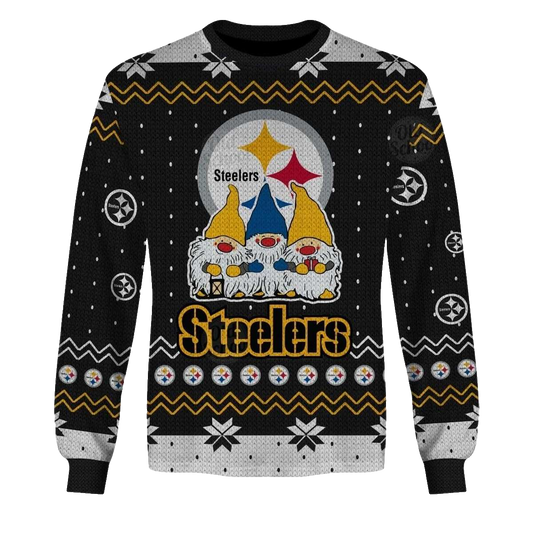 Personalized Pittsburgh Steelers Chrismas Gnomies Sweater Style 2025 AOP Sweatshirt - Moonbestprint