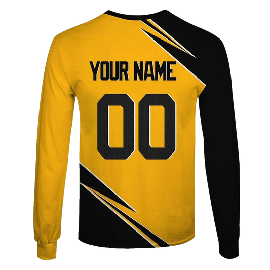Personalized Pittsburgh Steelers Big Logo Black And Yellow Pattern AOP Sweatshirt - Moonbestprint