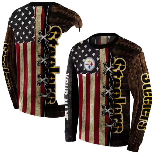 Personalized Pittsburgh Steelers American Pride AOP Sweatshirt - Moonbestprint