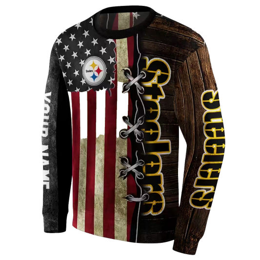 Personalized Pittsburgh Steelers American Pride AOP Sweatshirt - Moonbestprint