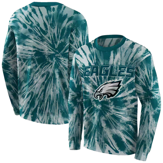 Philadelphia Eagles Tie Dye Pattern Green 2025 Aop Sweatshirt - Moonbestprint