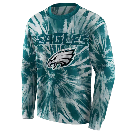 Philadelphia Eagles Tie Dye Pattern Green 2025 Aop Sweatshirt - Moonbestprint