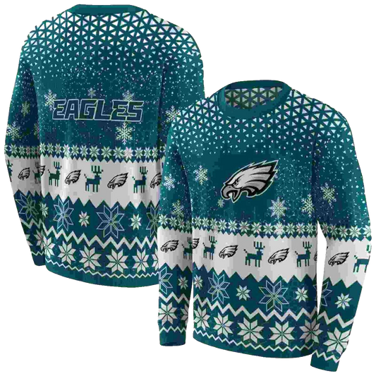 Philadelphia Eagles Reindeer Motif Green Aop Sweatshirt - Moonbestprint