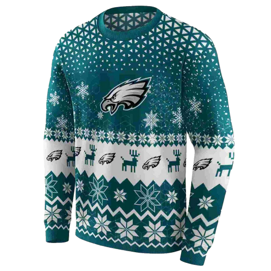 Philadelphia Eagles Reindeer Motif Green Aop Sweatshirt - Moonbestprint