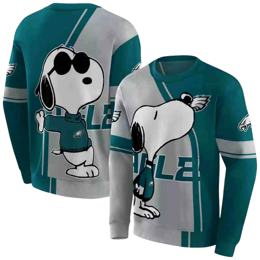 Philadelphia Eagles Playful Snoopy Green Aop Sweatshirt - Moonbestprint