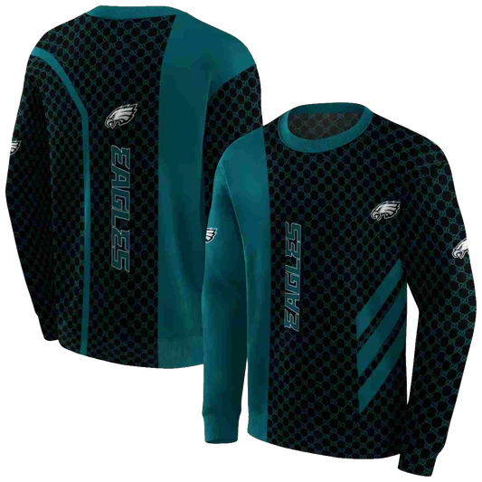 Philadelphia Eagles Monogram Pattern Green Aop Sweatshirt - Moonbestprint