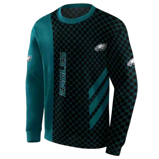 Philadelphia Eagles Monogram Pattern Green Aop Sweatshirt - Moonbestprint