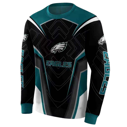 Philadelphia Eagles Futuristic Pattern Green Black Aop Sweatshirt - Moonbestprint