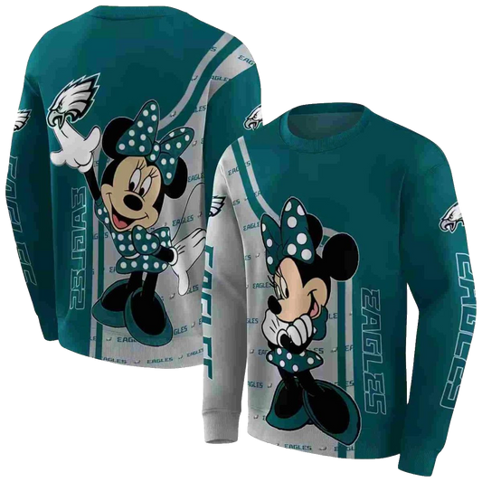 Philadelphia Eagles Minnie Mouse Green Aop Sweatshirt - Moonbestprint