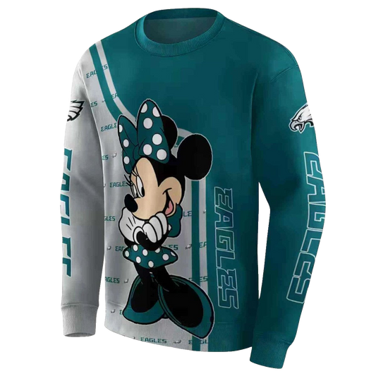 Philadelphia Eagles Minnie Mouse Green Aop Sweatshirt - Moonbestprint