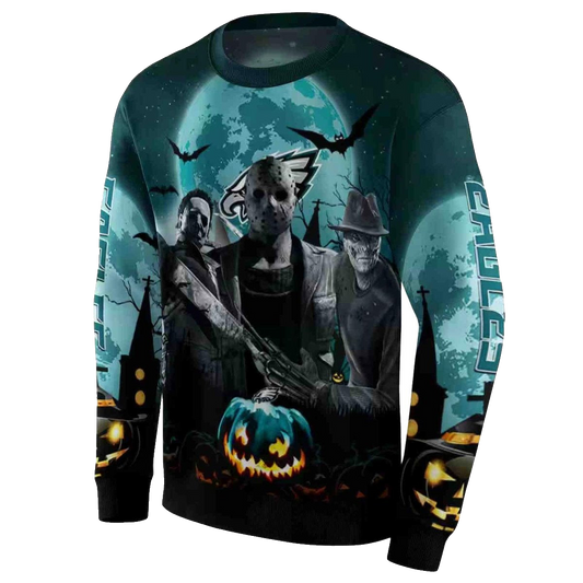 Philadelphia Eagles Halloween Vibes Green Black Aop Sweatshirt - Moonbestprint