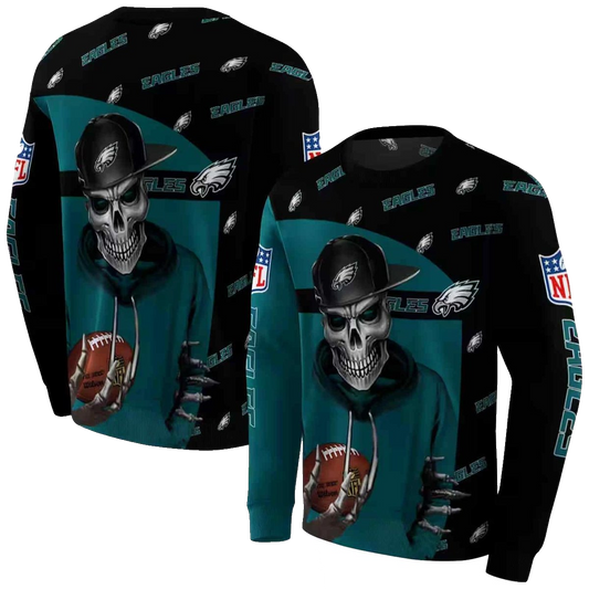 Philadelphia Eagles Grim Vibe Green Black Aop Sweatshirt - Moonbestprint