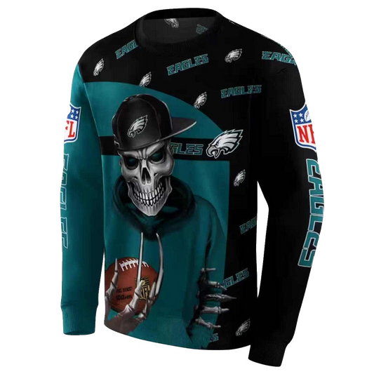 Philadelphia Eagles Grim Vibe Green Black Aop Sweatshirt - Moonbestprint