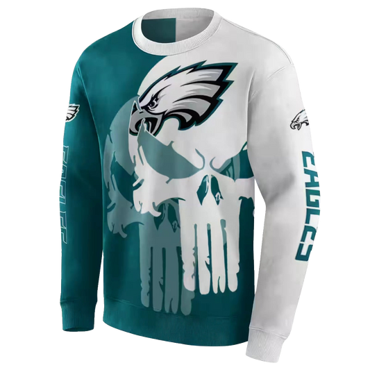 Philadelphia Eagles Graphic Punisher Green White Aop Sweatshirt - Moonbestprint