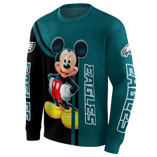 Philadelphia Eagles Mickey Mouse Green Black Aop Sweatshirt - Moonbestprint