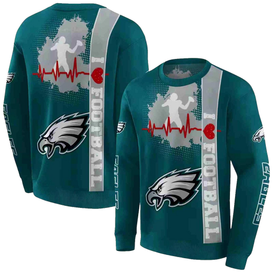 Philadelphia Eagles Football Heartbeat Green 2025 Aop Sweatshirt - Moonbestprint