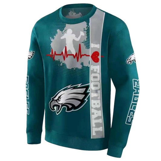 Philadelphia Eagles Football Heartbeat Green 2025 Aop Sweatshirt - Moonbestprint