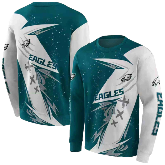 Philadelphia Eagles Dynamic Slash Green White Aop Sweatshirt - Moonbestprint