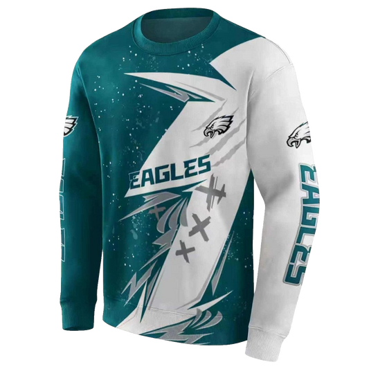 Philadelphia Eagles Dynamic Slash Green White Aop Sweatshirt - Moonbestprint