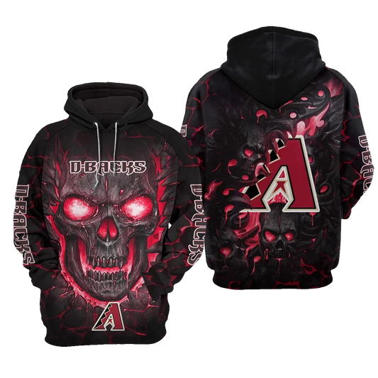 Arizona Diamondbacks Lava Skull MLB All Over Print Hoodie -Moonbestprint