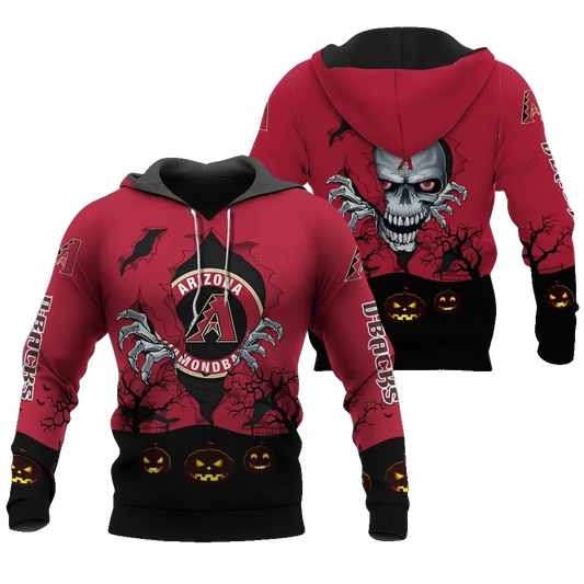 Arizona Diamondbacks Halloween 3D MLB All Over Print Hoodie -Moonbestprint