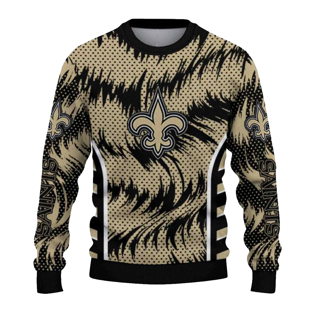 Personalized New Orleans Saints Swirl Flow Gold AOP Sweatshirt - Moonbestprint