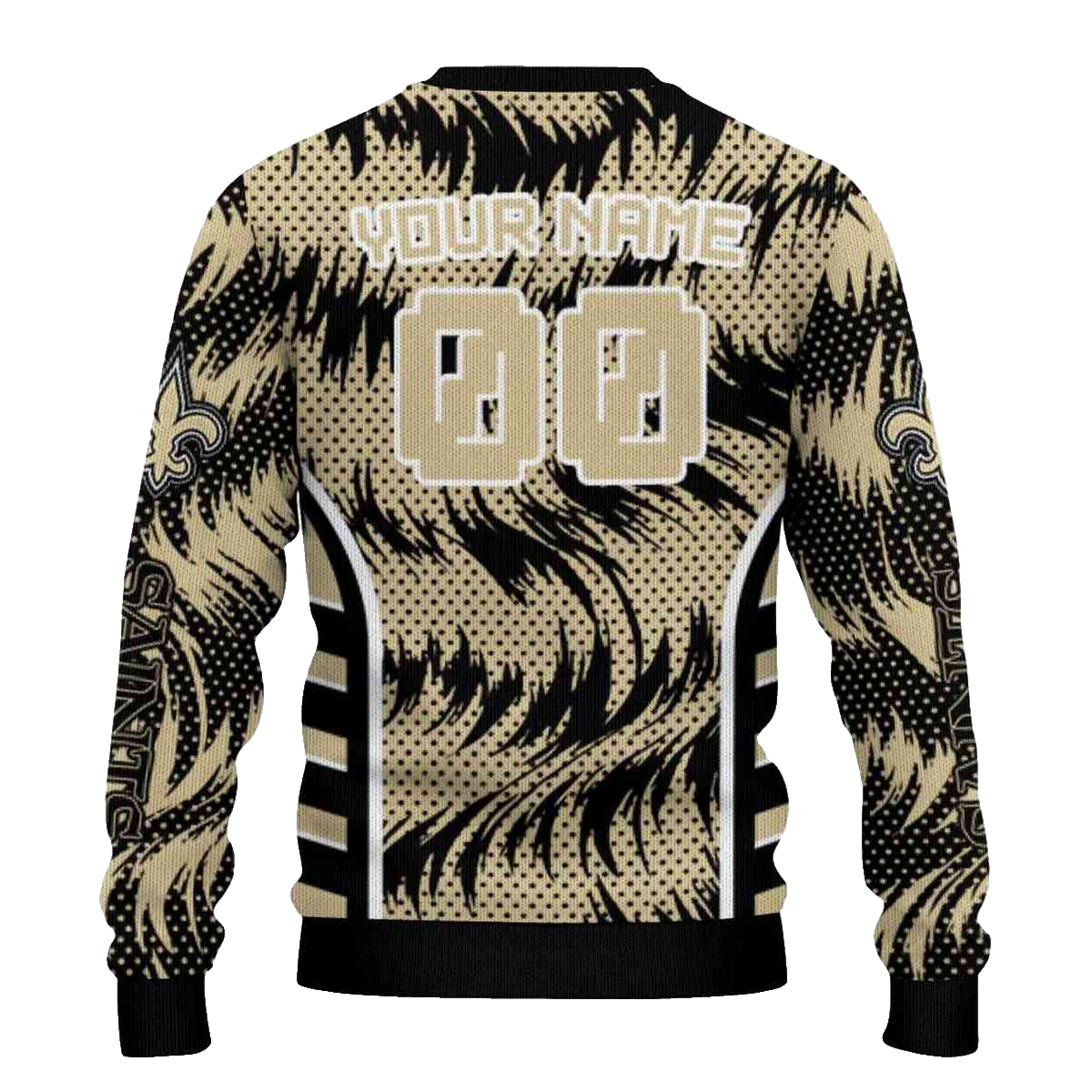 Personalized New Orleans Saints Swirl Flow Gold AOP Sweatshirt - Moonbestprint