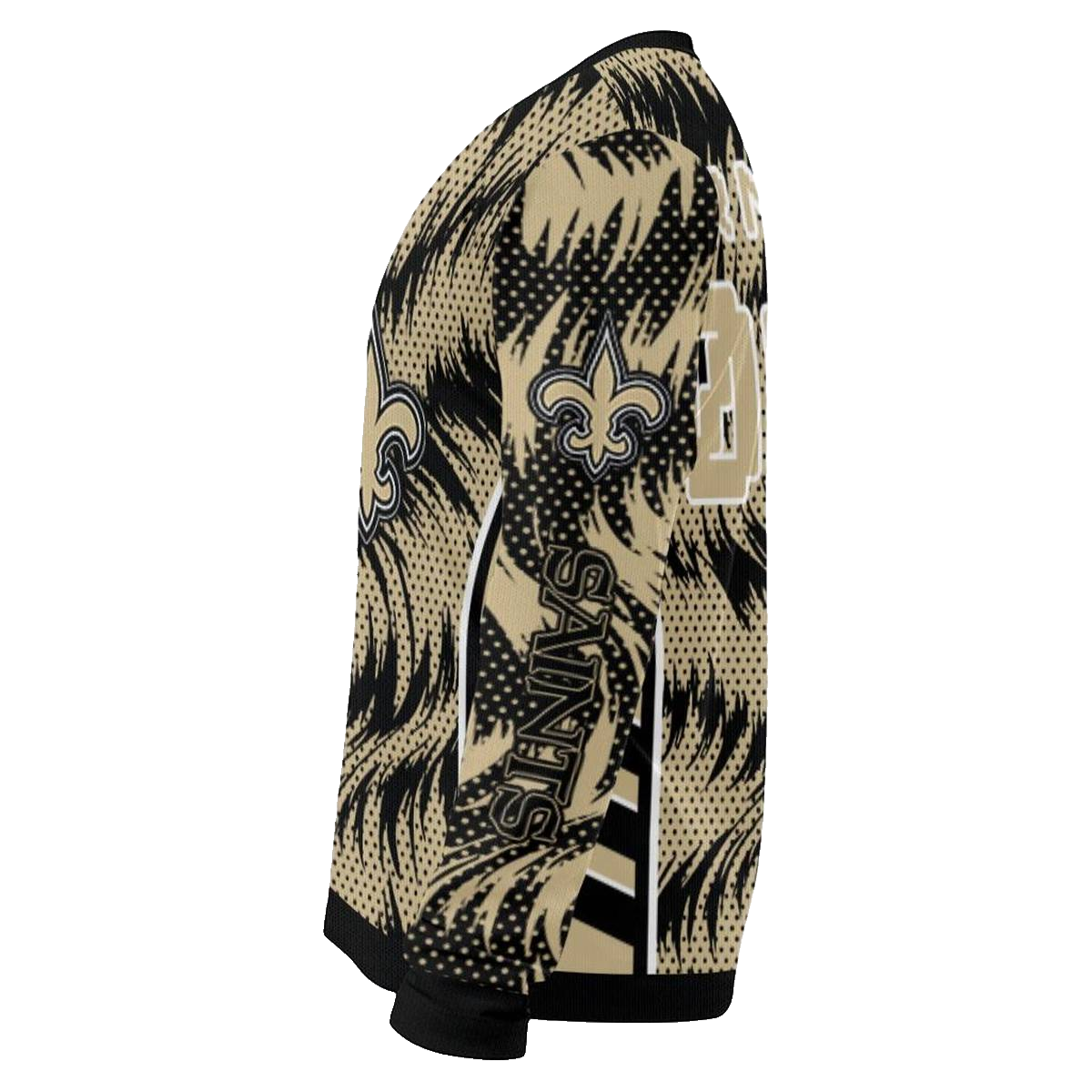 Personalized New Orleans Saints Swirl Flow Gold AOP Sweatshirt - Moonbestprint