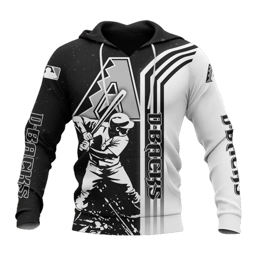 Arizona Diamondbacks Black White MLB All Over Print Hoodie -Moonbestprint