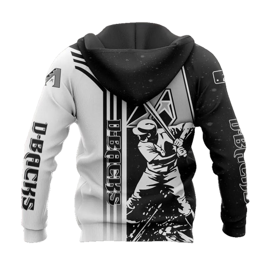 Arizona Diamondbacks Black White MLB All Over Print Hoodie -Moonbestprint