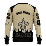 Personalized New Orleans Saints Flame Border Gold And Black AOP Sweatshirt - Moonbestprint