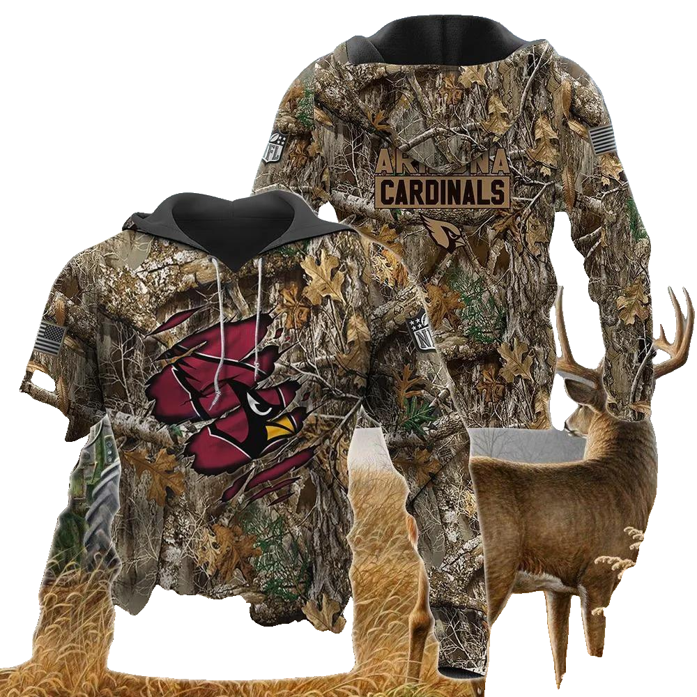 Arizona Cardinals Realtree Hunting Camo 3D Hoodie, NFL Hoodie Moonbestprint
