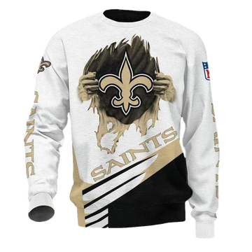 New Orleans Saints Logo Inside Me White Golden AOP Sweatshirt - Moonbestprint