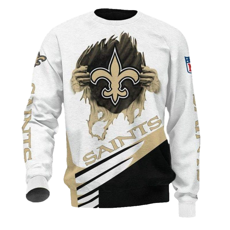 New Orleans Saints Logo Inside Me White Golden AOP Sweatshirt - Moonbestprint