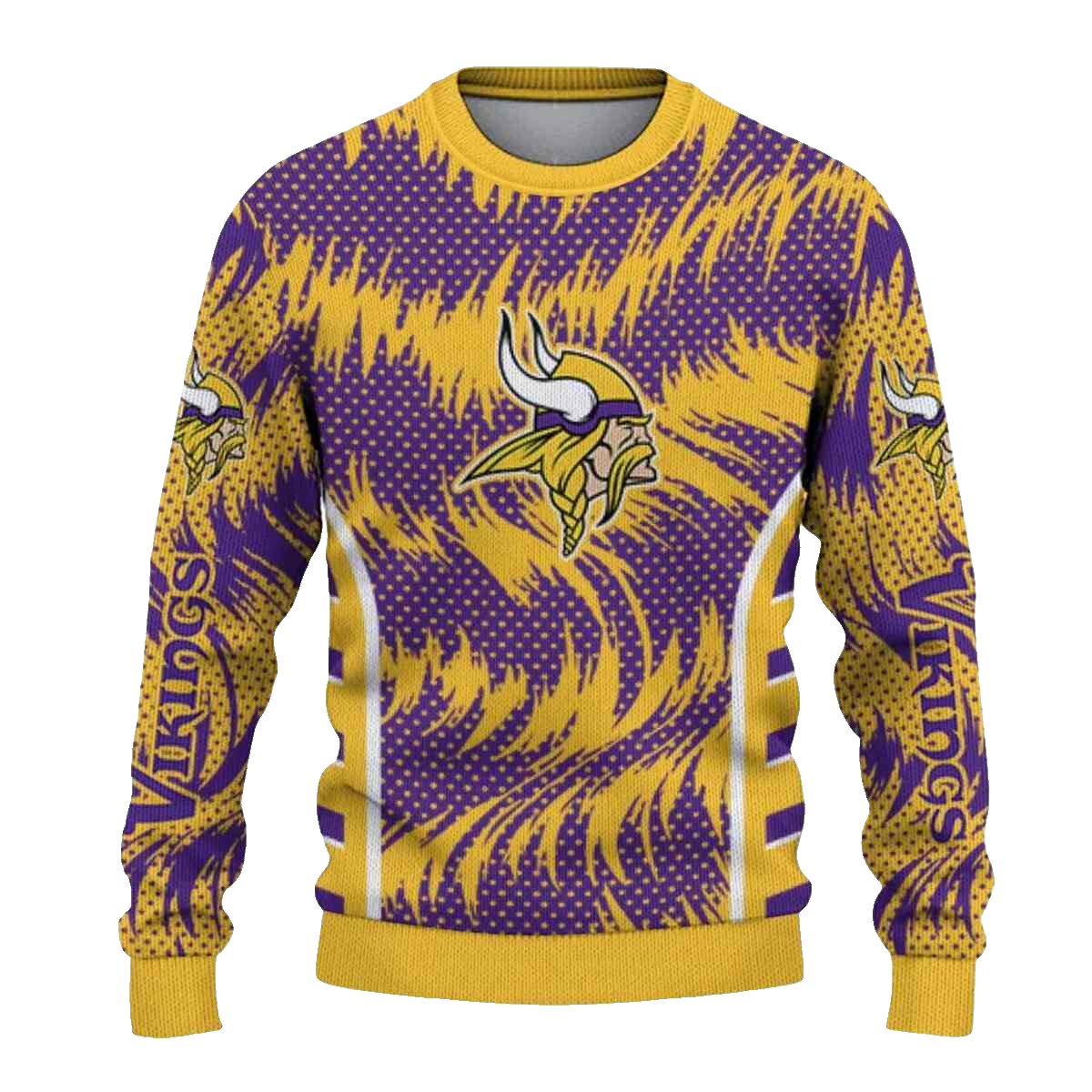 Personalized Minnesota Vikings Swirl Flow Yellow And Purple Pattern AOP Sweatshirt - Moonbestprint