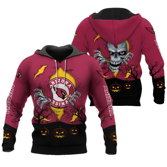 Arizona Cardinals Halloween 3D NFL All Over Print Hoodie -Moonbestprint