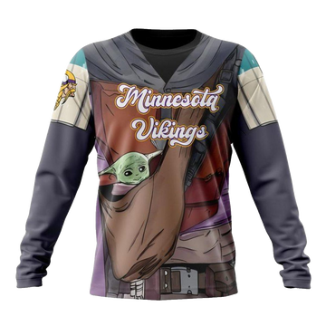 Personalized Minnesota Vikings Mandalorian And Baby Yoda AOP Sweatshirt - Moonbestprint