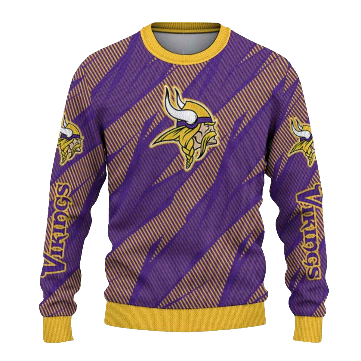 Personalized Minnesota Vikings Logo Stripe Motion Purple AOP Sweatshirt - Moonbestprint