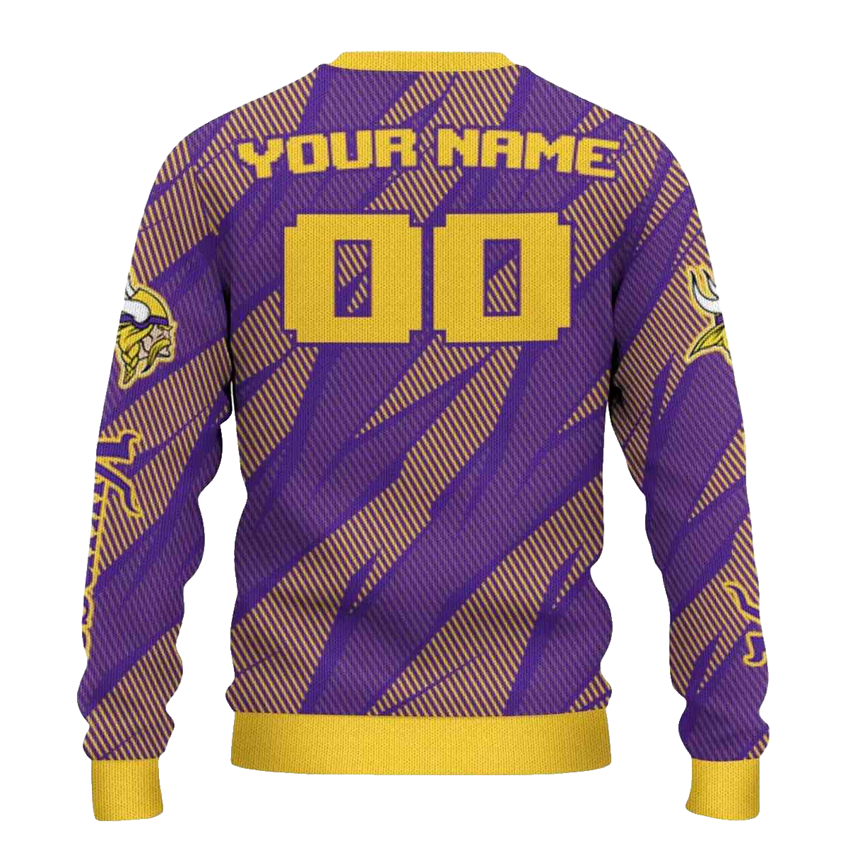 Personalized Minnesota Vikings Logo Stripe Motion Purple AOP Sweatshirt - Moonbestprint