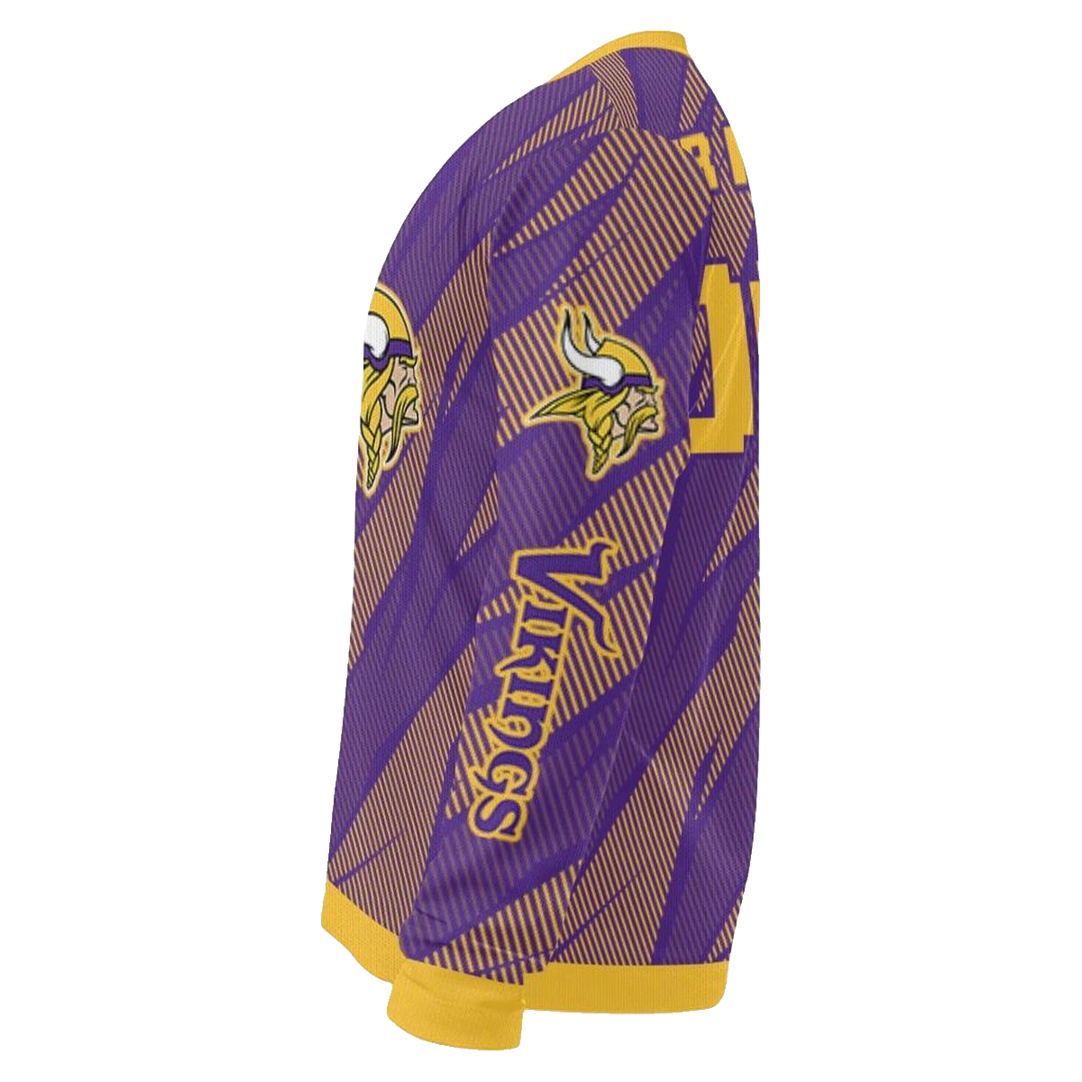 Personalized Minnesota Vikings Logo Stripe Motion Purple AOP Sweatshirt - Moonbestprint