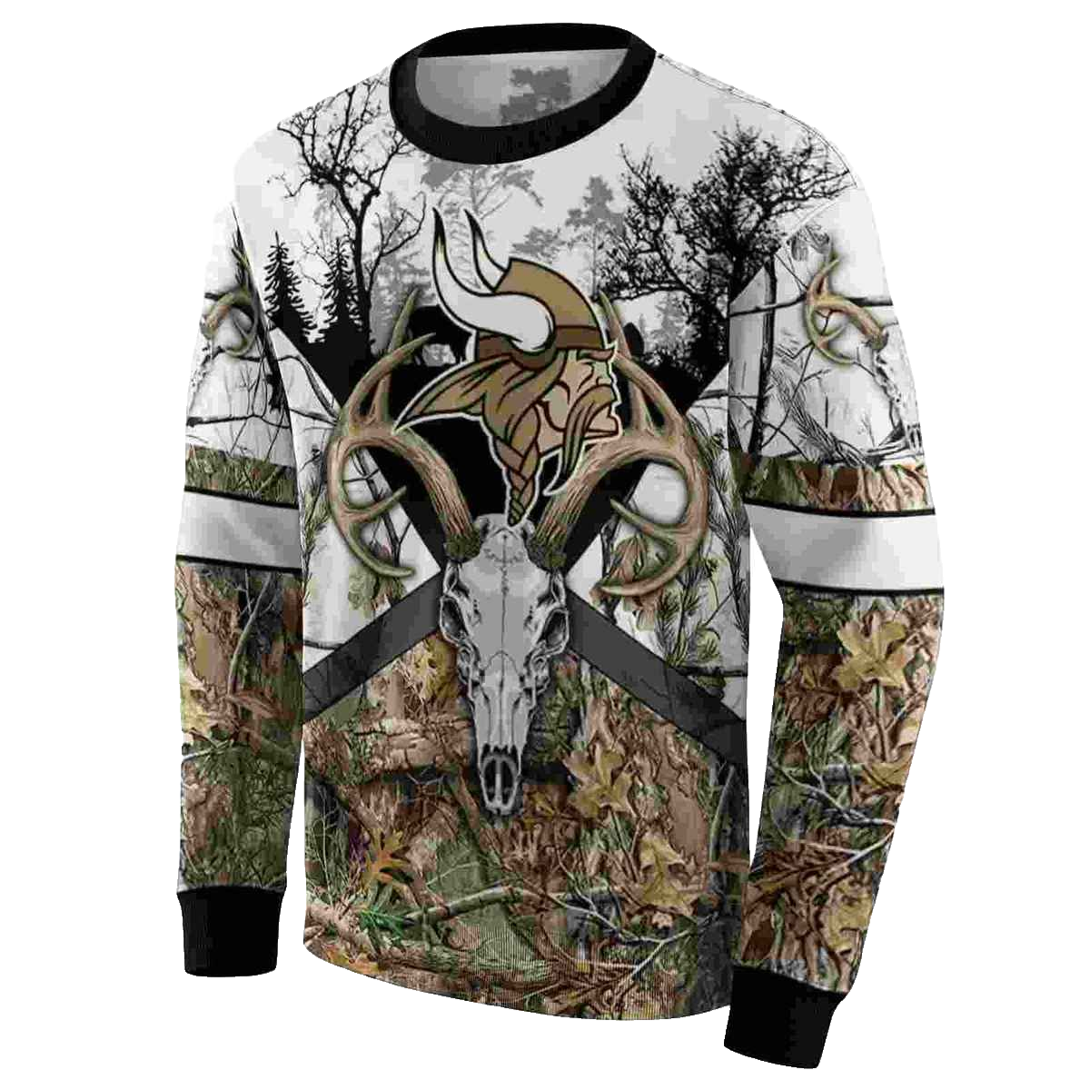 Personalized Minnesota Vikings Logo And Forest Silhouette AOP Sweatshirt - Moonbestprint