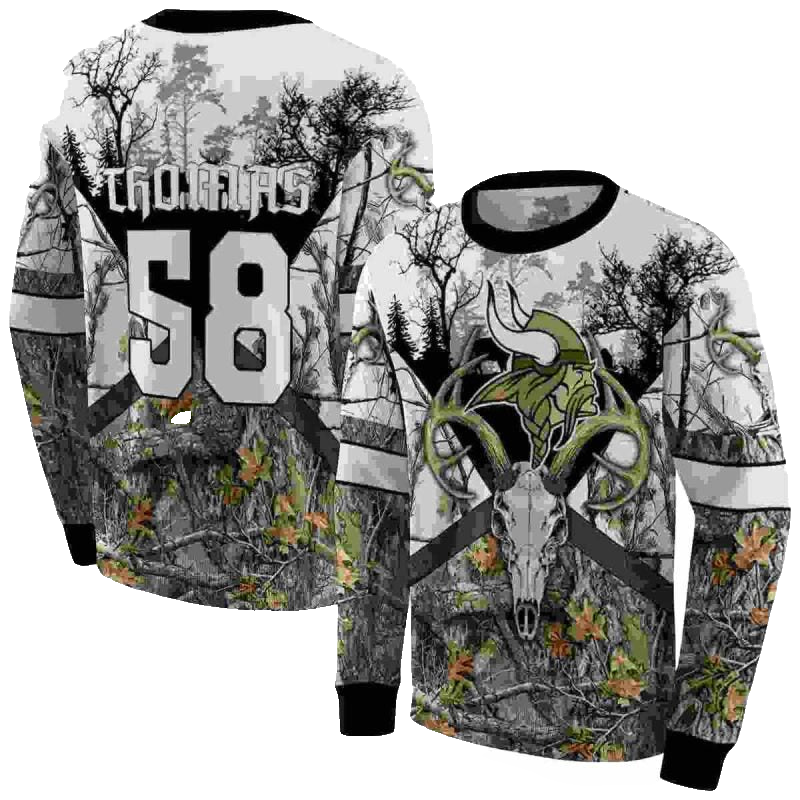 Personalized Minnesota Vikings Logo And Forest Silhouette AOP Sweatshirt - Moonbestprint