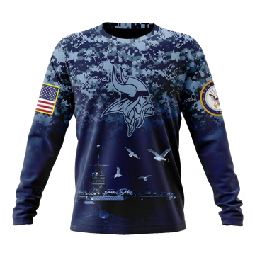Personalized Minnesota Vikings Honor US Navy Veterans AOP Sweatshirt - Moonbestprint