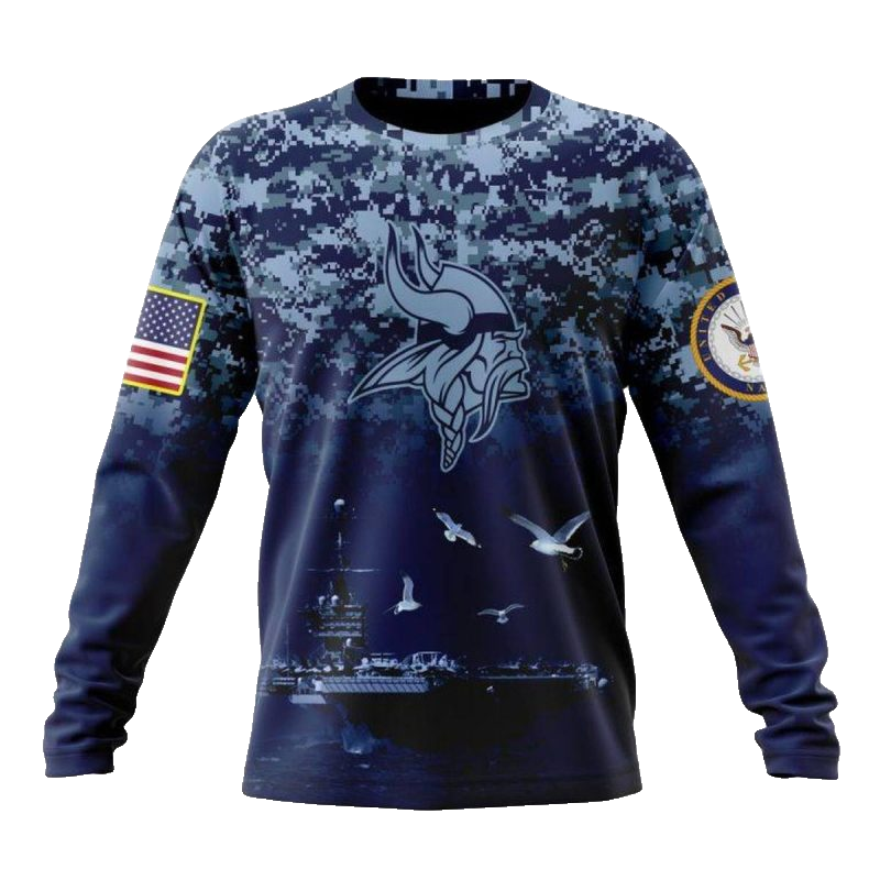 Personalized Minnesota Vikings Honor US Navy Veterans AOP Sweatshirt - Moonbestprint